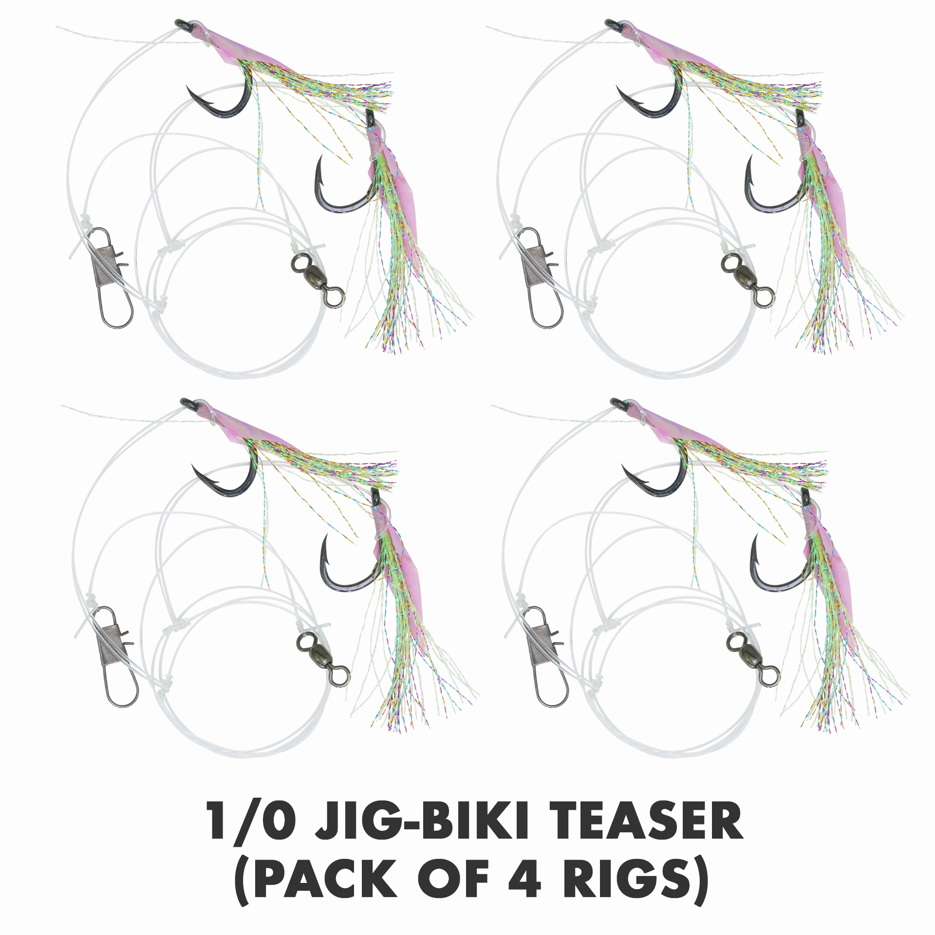 1/0 Jig-Biki Crystal Teaser (2-Dropper) Pack of 4 Rigs